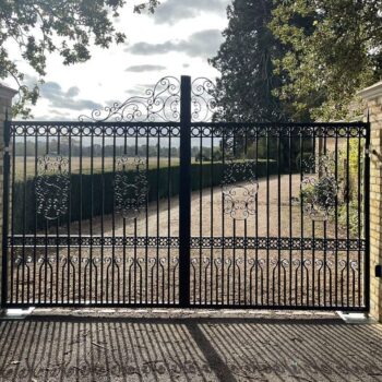 Ornate steel electric gate in Henley on Thames